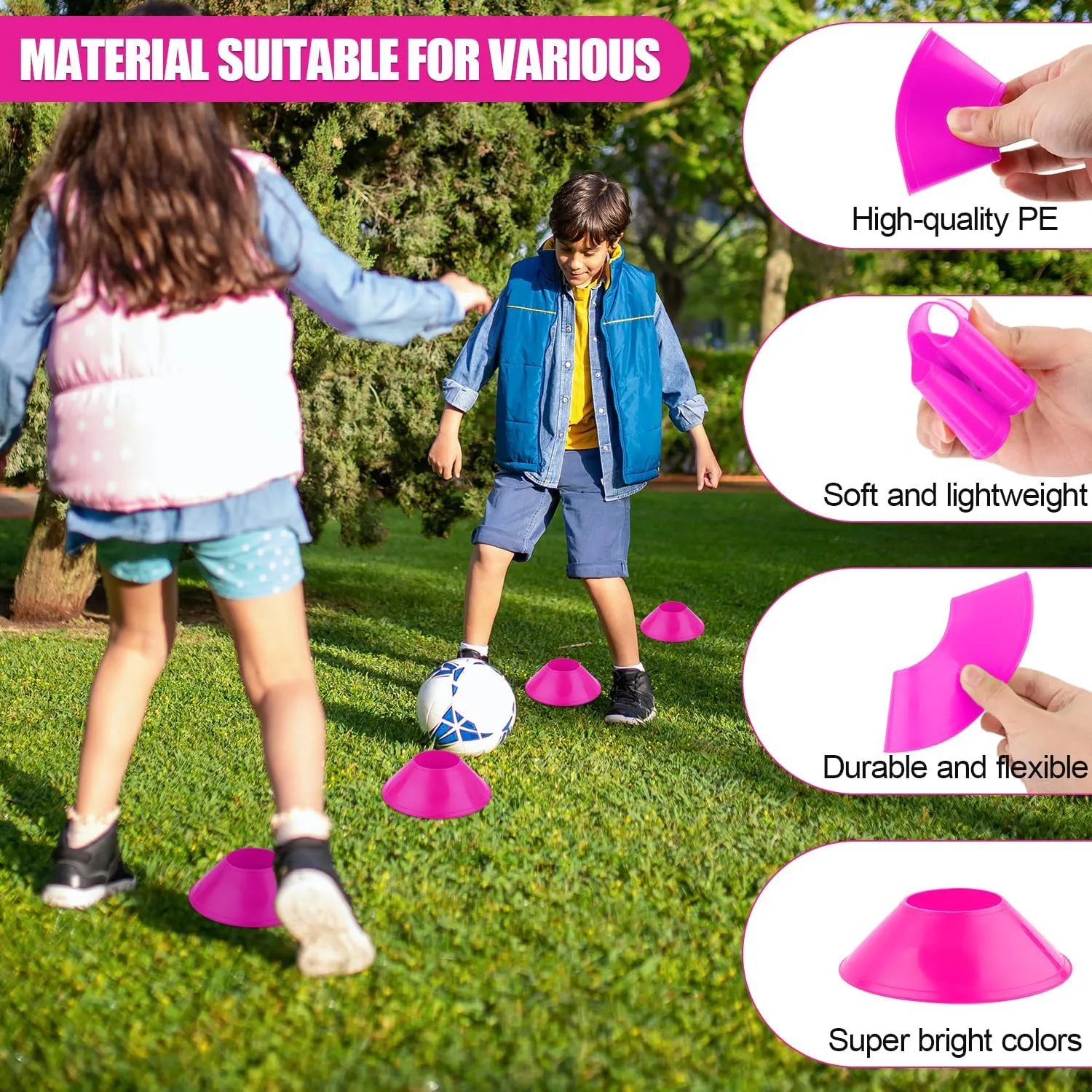 15pcs Soccer Cones for Sports Training, Mini Football Cones Flexible Agility Sports Cones Training Cones for Football Basketball Running Drills Sports Games Field Cone Markers Kids Practice