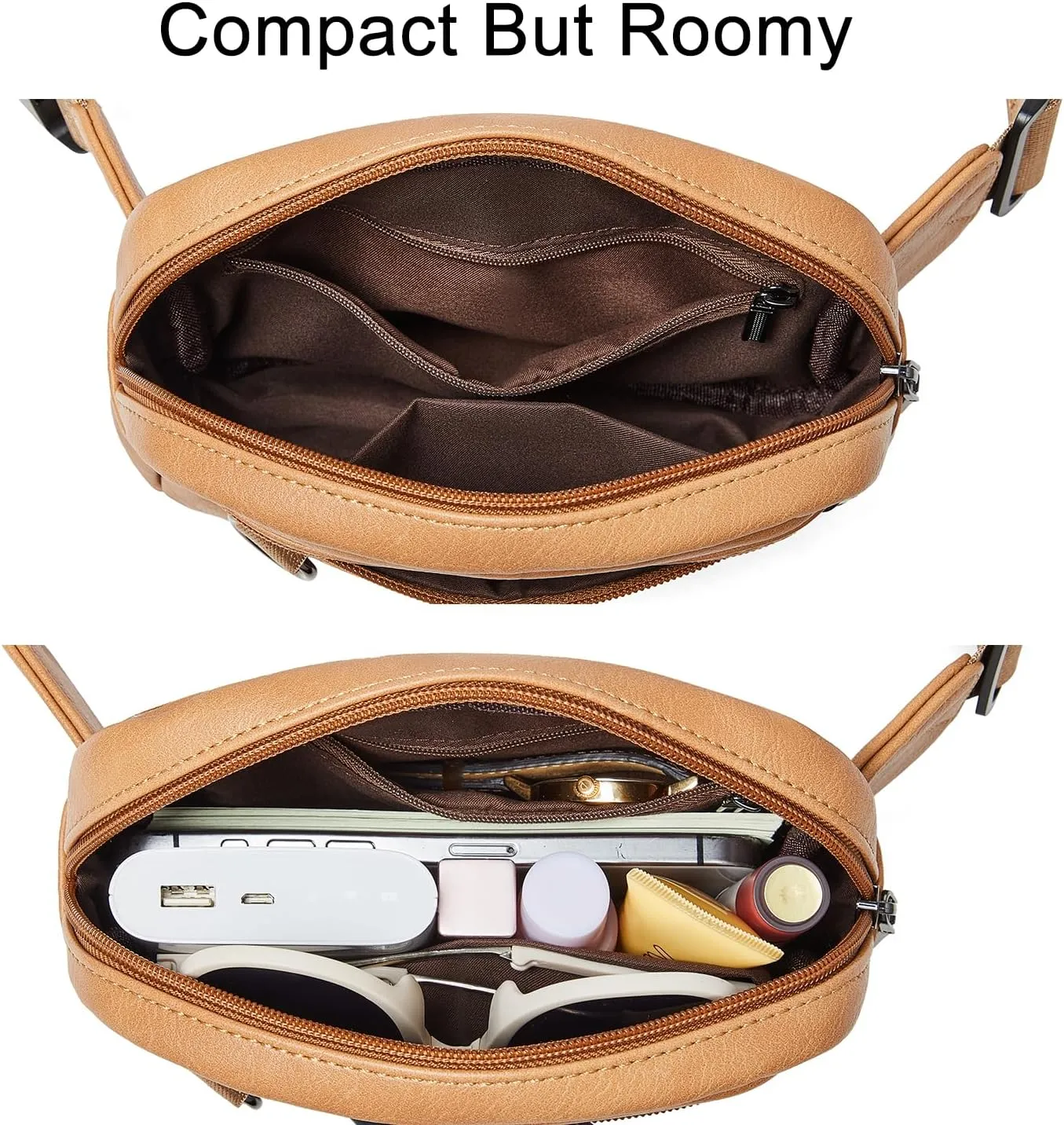 2L Fanny Packs for Women Cross Body Belt Bag Vegan Leather Chic Waist Pack Crossbody Waist Bag Travel Running Tan