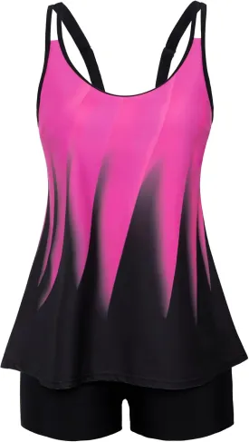 Arolina Tankini Swimsuits for Women Tummy Control Two Piece Bathing Suits Flowy Swim Tops with Boy Shorts