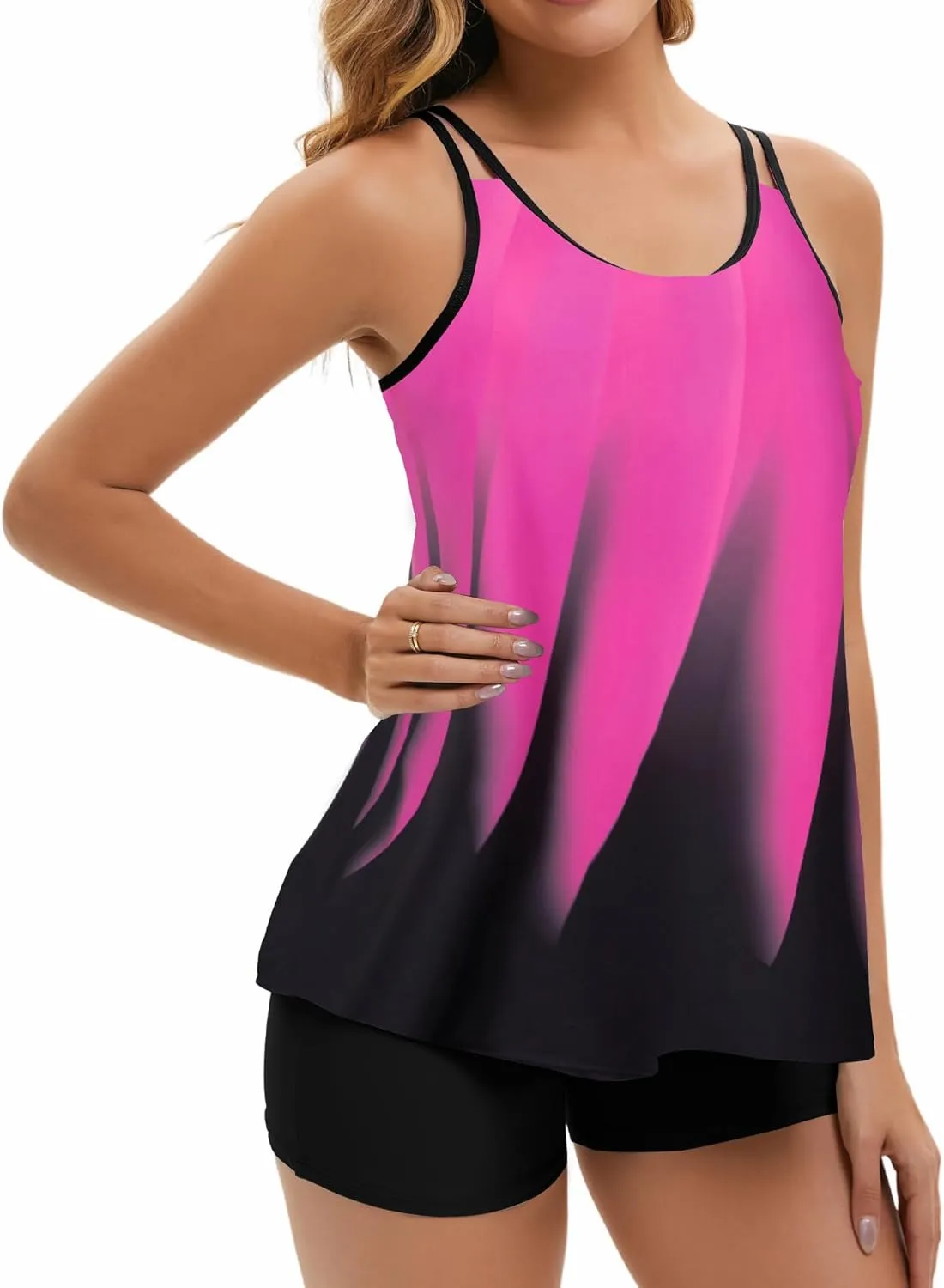 Arolina Tankini Swimsuits for Women Tummy Control Two Piece Bathing Suits Flowy Swim Tops with Boy Shorts