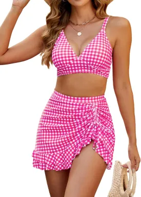 Blooming Jelly Women's High Waisted Bikini Sets Tummy Control Swim Skirt Two Piece Swim Suit 2025 Retro Swimsuit