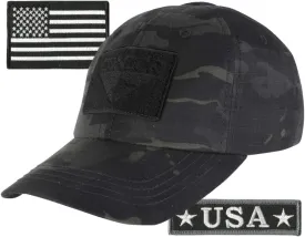 Condor Fitted Tactical Cap Bundle - USA Morale & USA Flag Patches - Choose Size