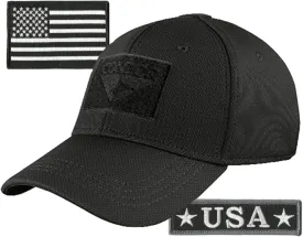 Condor Fitted Tactical Cap Bundle - USA Morale & USA Flag Patches - Choose Size