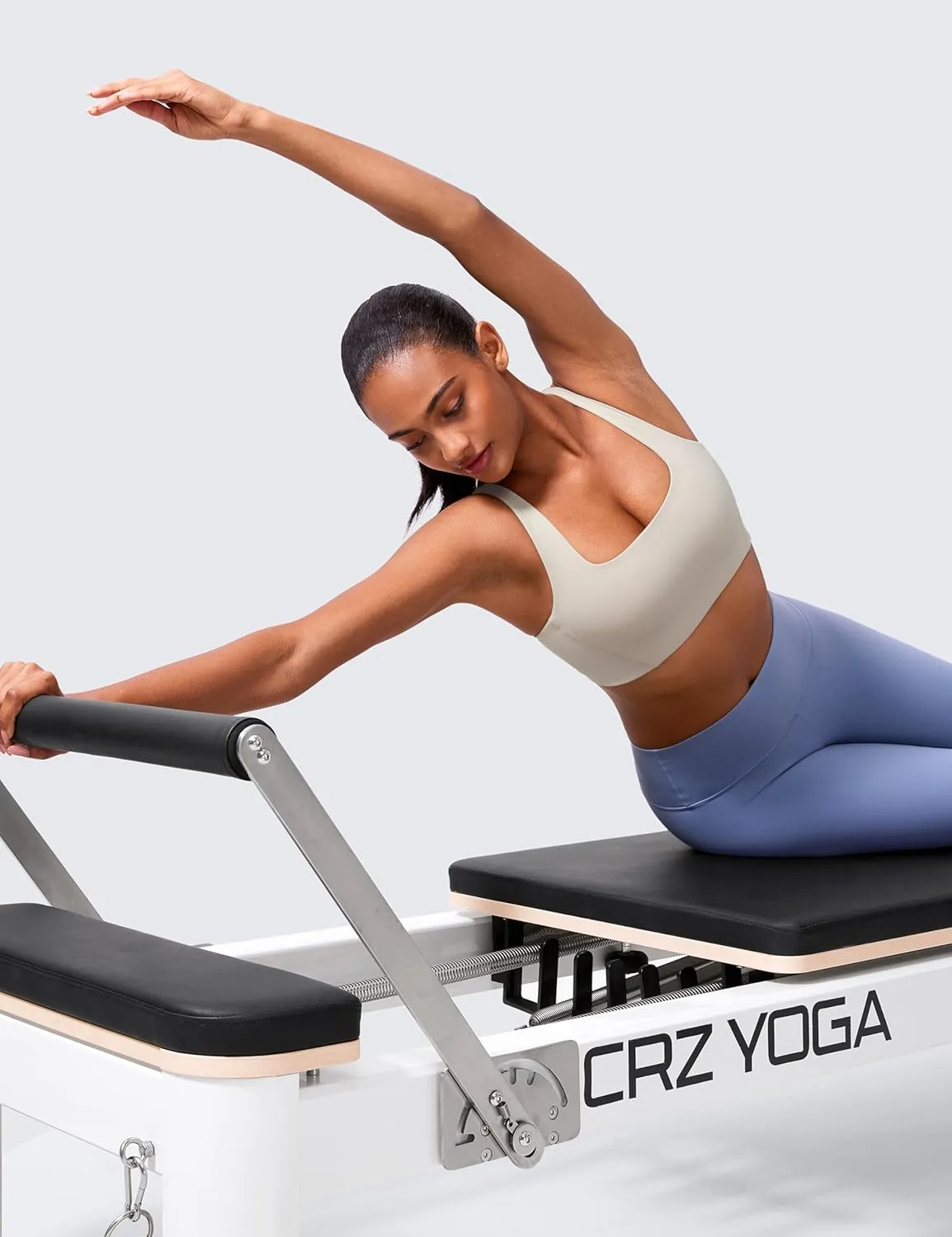 CRZ YOGA Butterlift Double Lined Square Neck Sports Bras for Women - Wireless V-Shaped Racerback Workout Yoga Top Non Padded