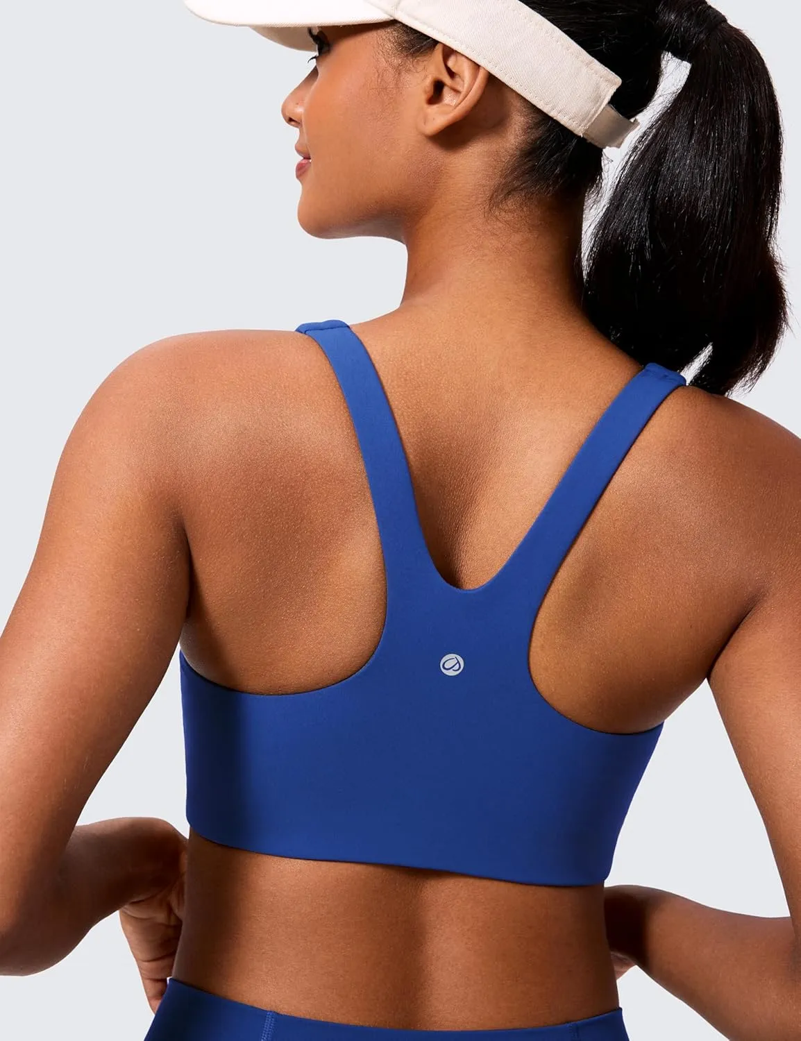 CRZ YOGA Butterlift Double Lined Square Neck Sports Bras for Women - Wireless V-Shaped Racerback Workout Yoga Top Non Padded