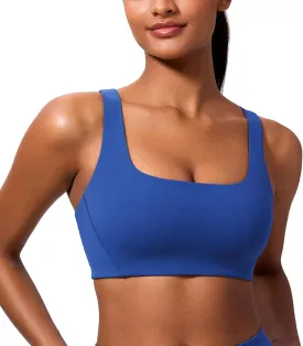 CRZ YOGA Butterlift Double Lined Square Neck Sports Bras for Women - Wireless V-Shaped Racerback Workout Yoga Top Non Padded