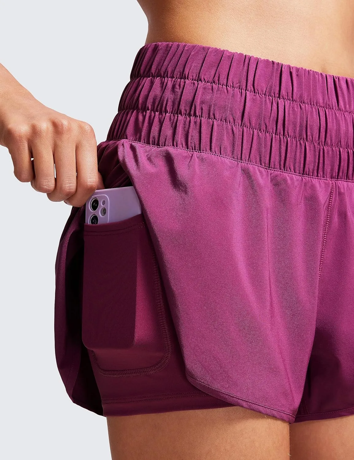 CRZ YOGA High Waisted Running Shorts for Women 3" - Split Breathable for Athletic Tennis Gym Workout with Pockets