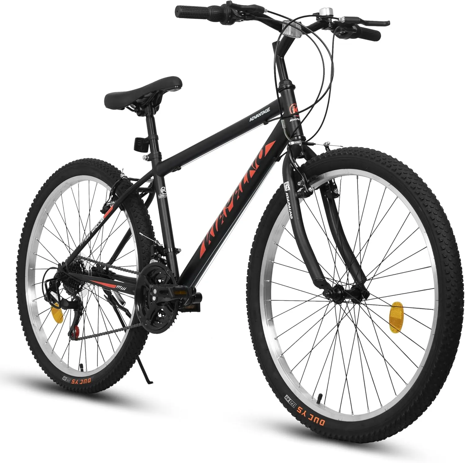 Ecarpat 24/26/27.5 Inch Mountain Bike, Dual/Front Suspension Mens Mountain Bike with 21 Speeds High-Carbon Steel Frame and Disc/V Brakes, Adult Sport Bicycle for Trail Snow Commuter City Road