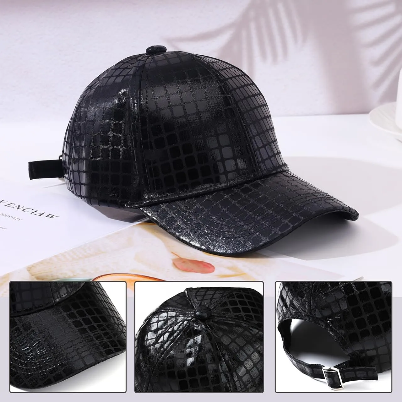 Eigso Unisex Metallic Baseball Caps for Men Women Snapback Hip Hop Flat Brim Baseball Hats for Man Woman Adjustable