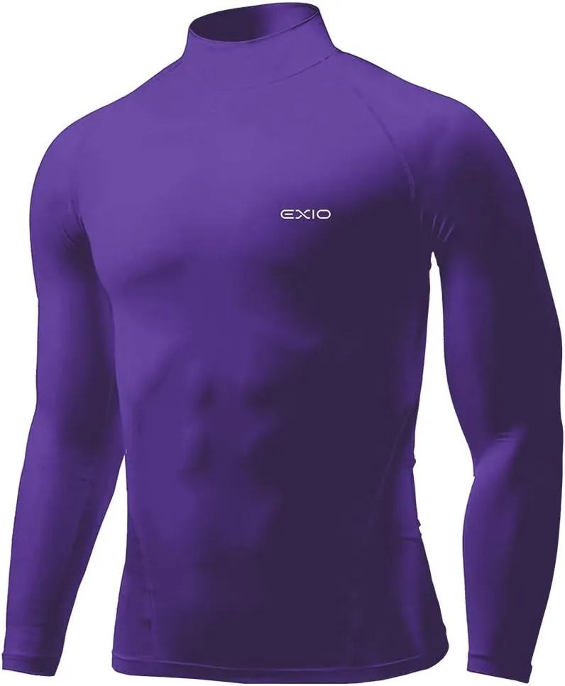 EXIO Mens Mock Compression Baselayer Top Cool Dry Long-Sleeve Shirt EX-T02
