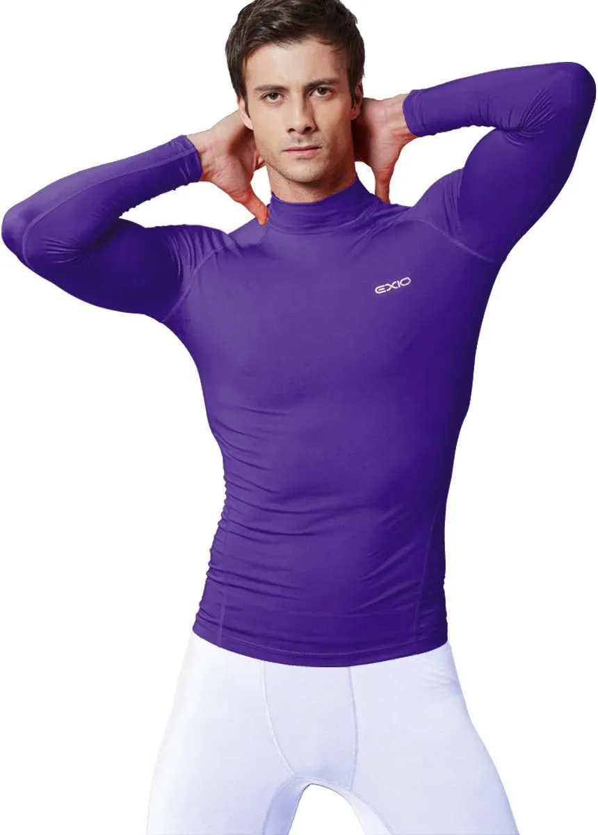 EXIO Mens Mock Compression Baselayer Top Cool Dry Long-Sleeve Shirt EX-T02