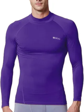 EXIO Mens Mock Compression Baselayer Top Cool Dry Long-Sleeve Shirt EX-T02