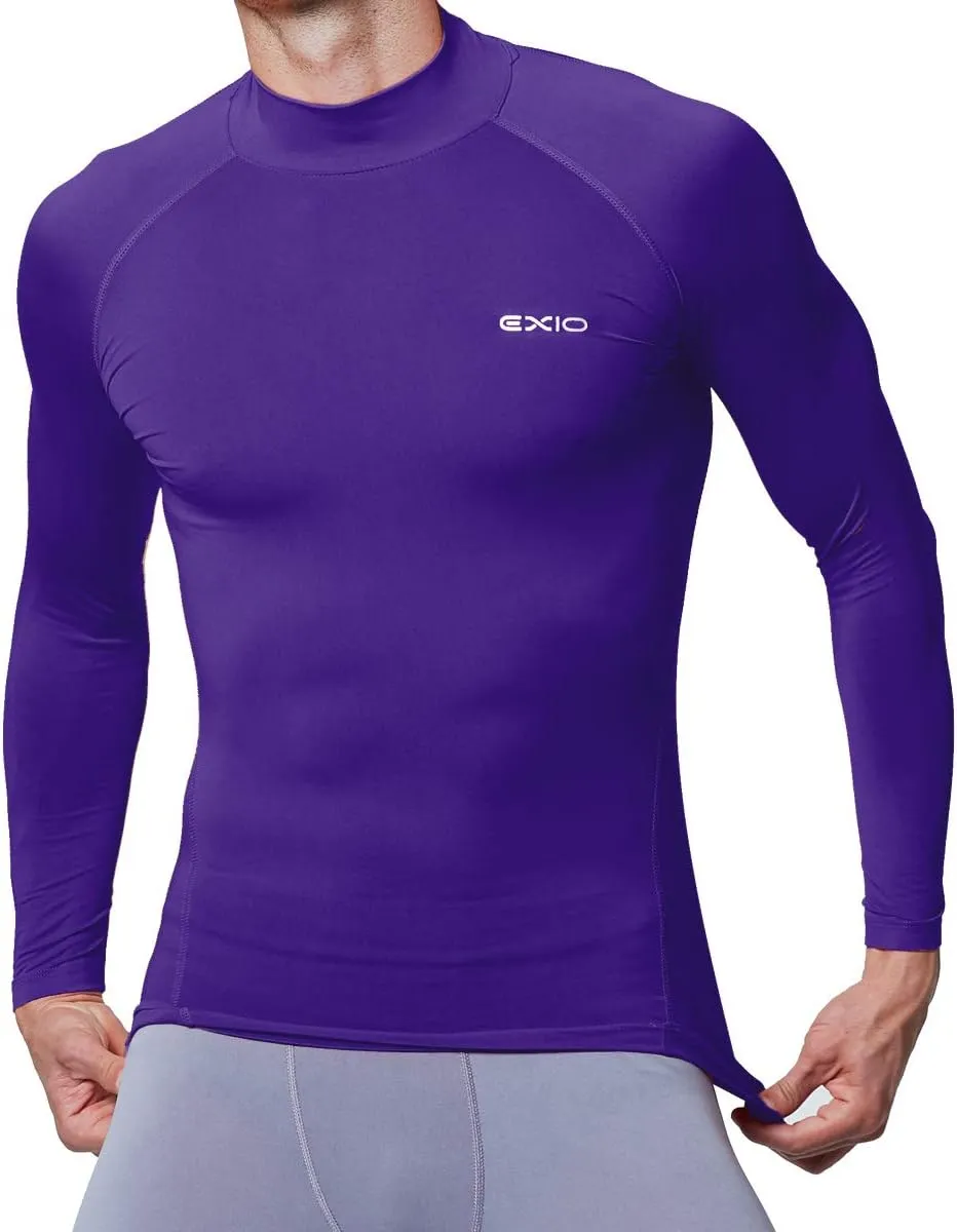 EXIO Mens Mock Compression Baselayer Top Cool Dry Long-Sleeve Shirt EX-T02
