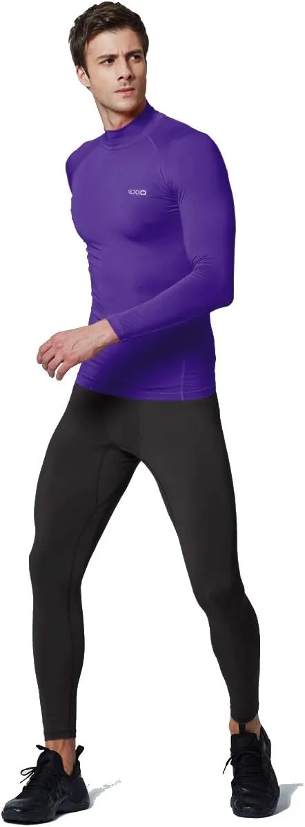 EXIO Mens Mock Compression Baselayer Top Cool Dry Long-Sleeve Shirt EX-T02