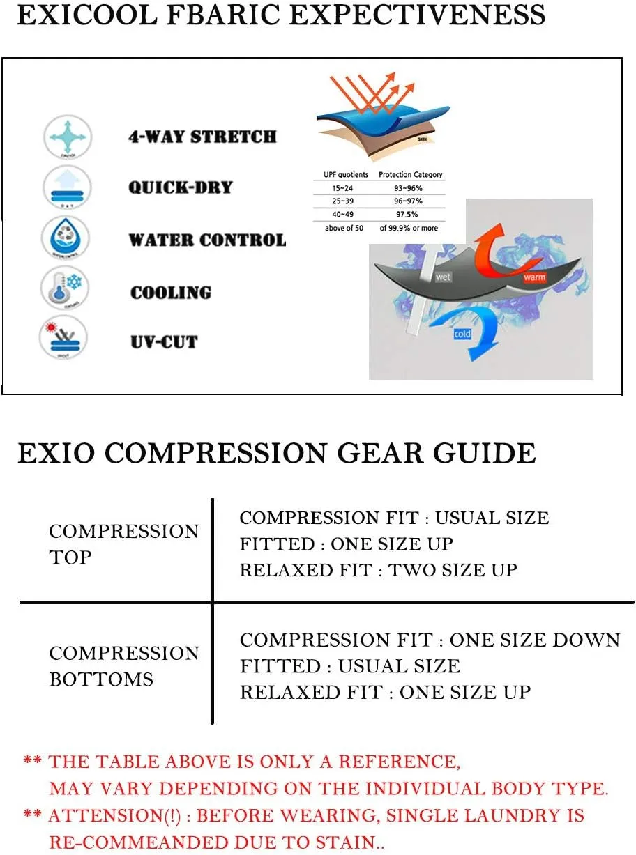 EXIO Mens Mock Compression Baselayer Top Cool Dry Long-Sleeve Shirt EX-T02