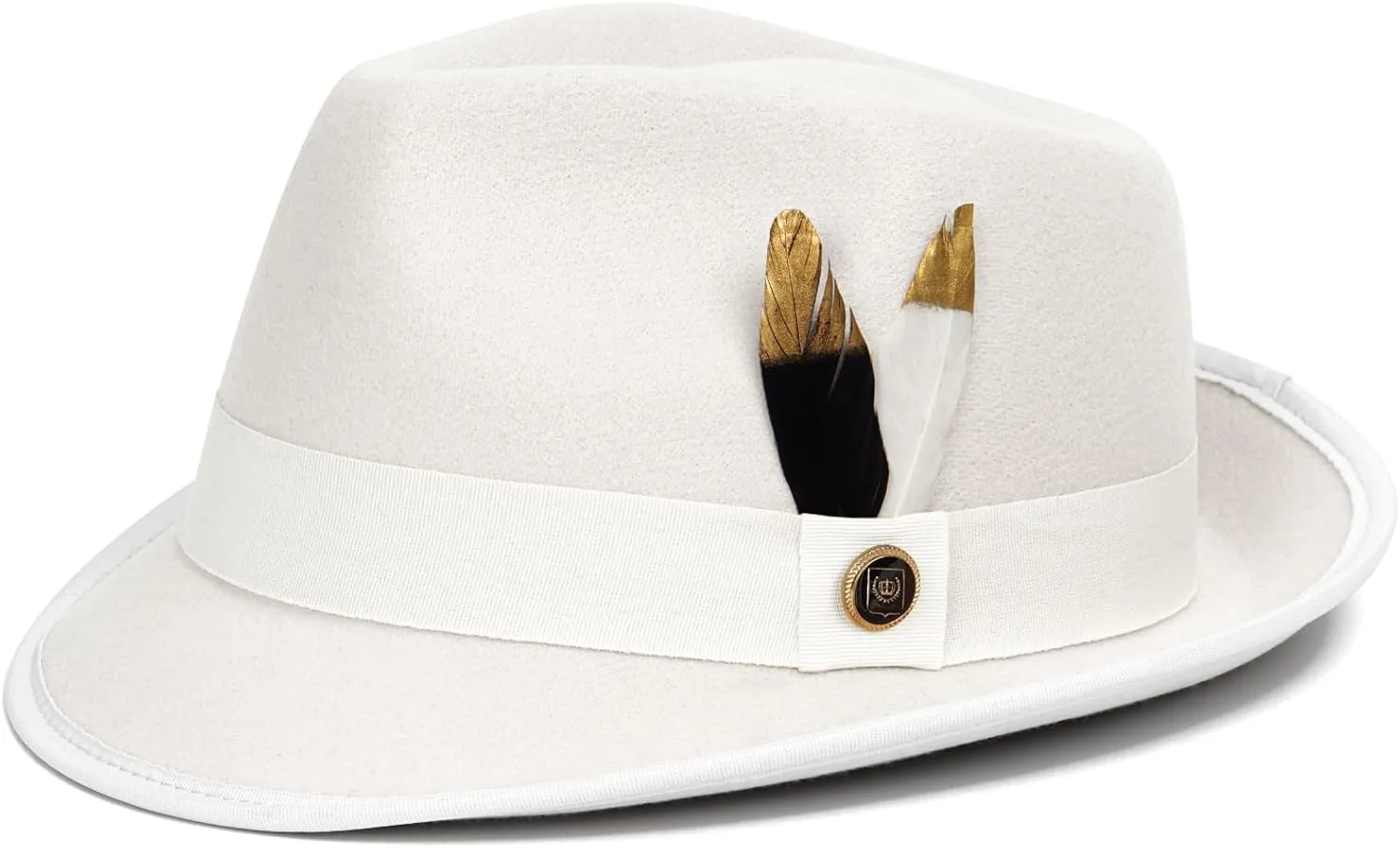 FADACHY Fedora Hats for Men & Women Short Brim Felt hat Trilby Fedora with Feather Panama Dress Hat