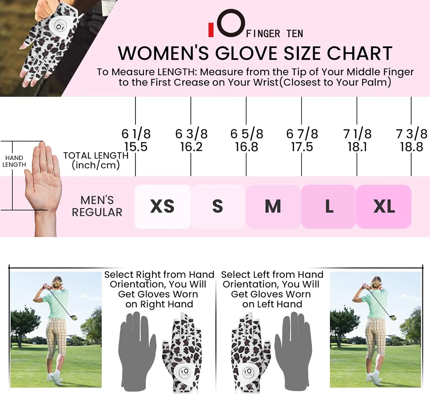 FINGER TEN Golf Gloves Women Left Right Hand Leather with Ball Marker Value Pack, Colored Glove for Ladies Right Left Handed Golfer All Weather Grip