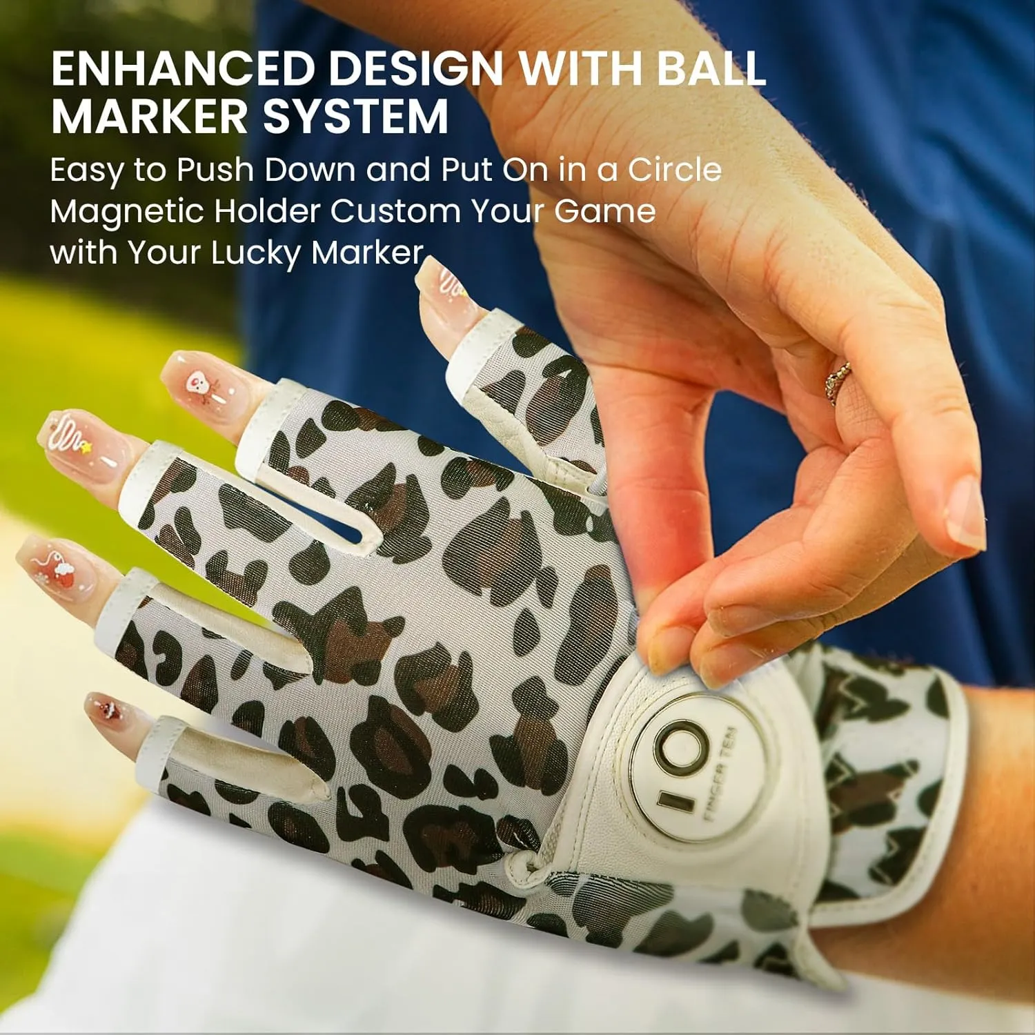 FINGER TEN Golf Gloves Women Left Right Hand Leather with Ball Marker Value Pack, Colored Glove for Ladies Right Left Handed Golfer All Weather Grip