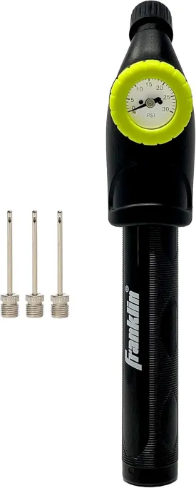 Franklin Sports Ball Pump   Pressure Gauge with Needle - Perfect Pump Hand Pump for Sports Balls - Air Inflation Pump for Soccer, Basketballs   More, Black