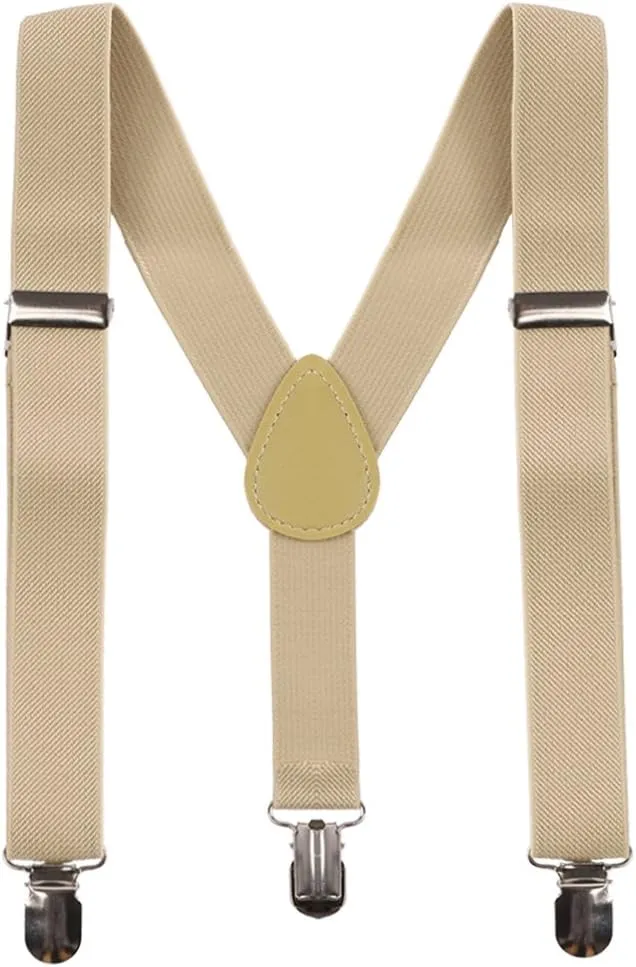 FYMNSI Kid Y-Back Adjustable Brace Suspender Pre-Tied Bowtie Short Trim Fedora Hat 3PCS Outfit for Boys/Girls 2-6T