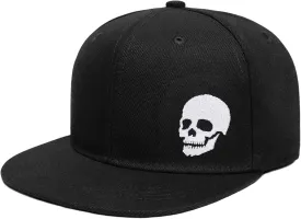 Gothic Skeleton Hand Flat Brim Hat Embroidery Skull Finger Cap Adjustable Snapback