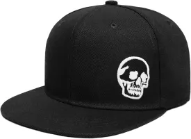 Gothic Skeleton Hand Flat Brim Hat Embroidery Skull Finger Cap Adjustable Snapback