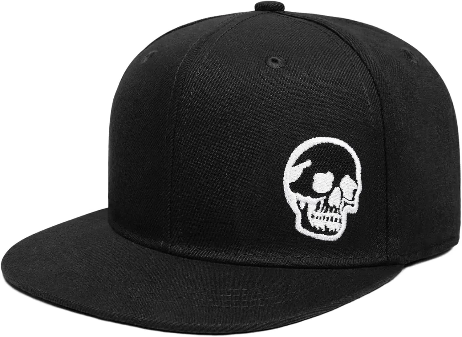 Gothic Skeleton Hand Flat Brim Hat Embroidery Skull Finger Cap Adjustable Snapback