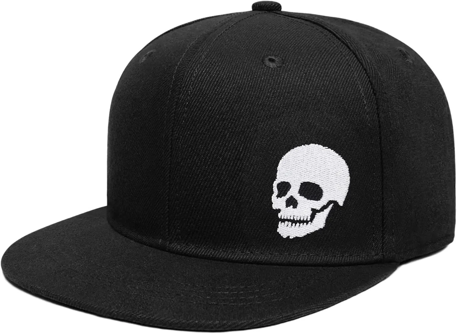 Gothic Skeleton Hand Flat Brim Hat Embroidery Skull Finger Cap Adjustable Snapback