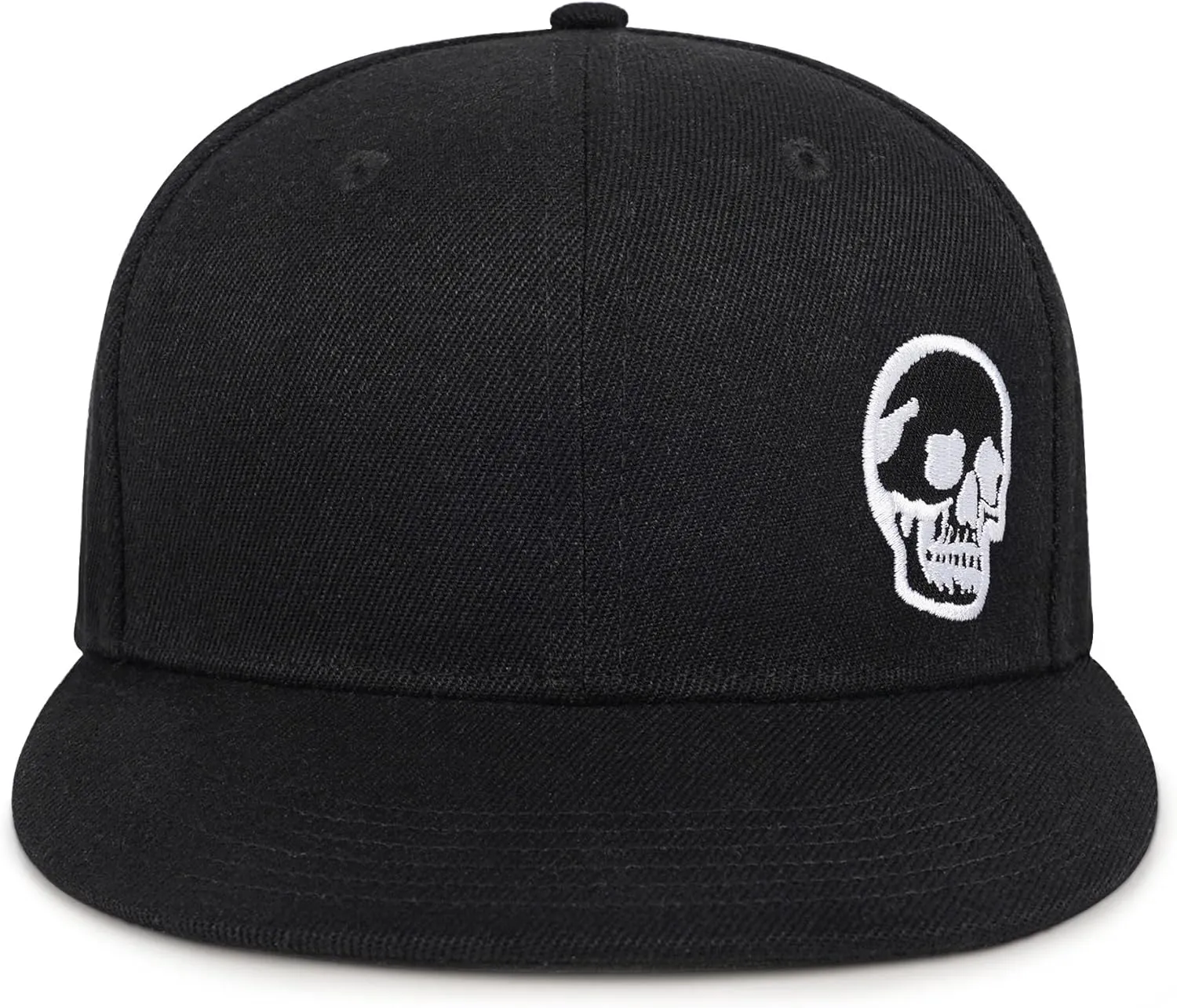 Gothic Skeleton Hand Flat Brim Hat Embroidery Skull Finger Cap Adjustable Snapback