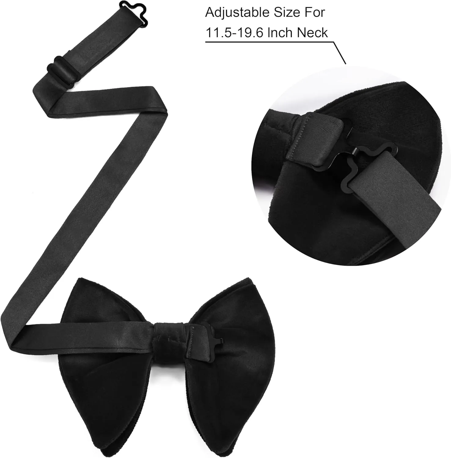 GUSLESON Mens Solid Plaid Velvet Pre-tied Adjustable Bow Tie and Pocket Square Cufflink Set with Gift Box