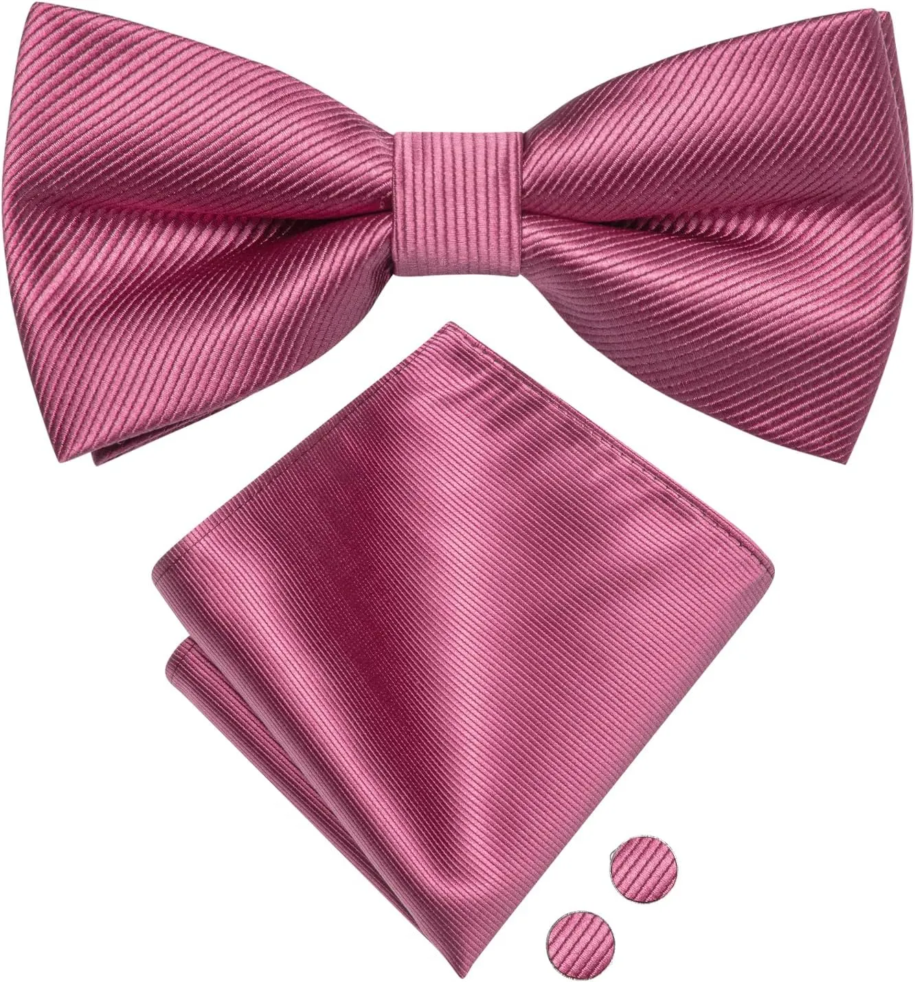 Hi-Tie Bow Ties for Men Pre-Tied Pocket Square Lapel Pin Cufflinks Mens Bowtie Sets for Wedding Formal Party