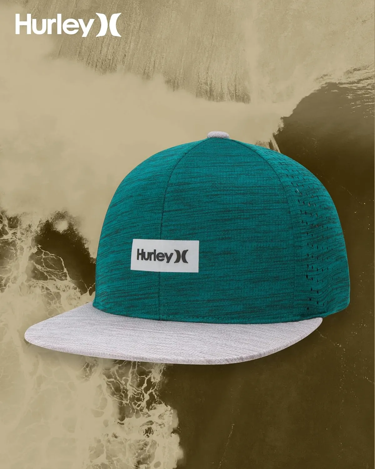 Hurley Men's Baseball Cap - Lightweight H20 Dri Dock Flat Brim Ball Caps for Men with Adjustable Snap Back Closure