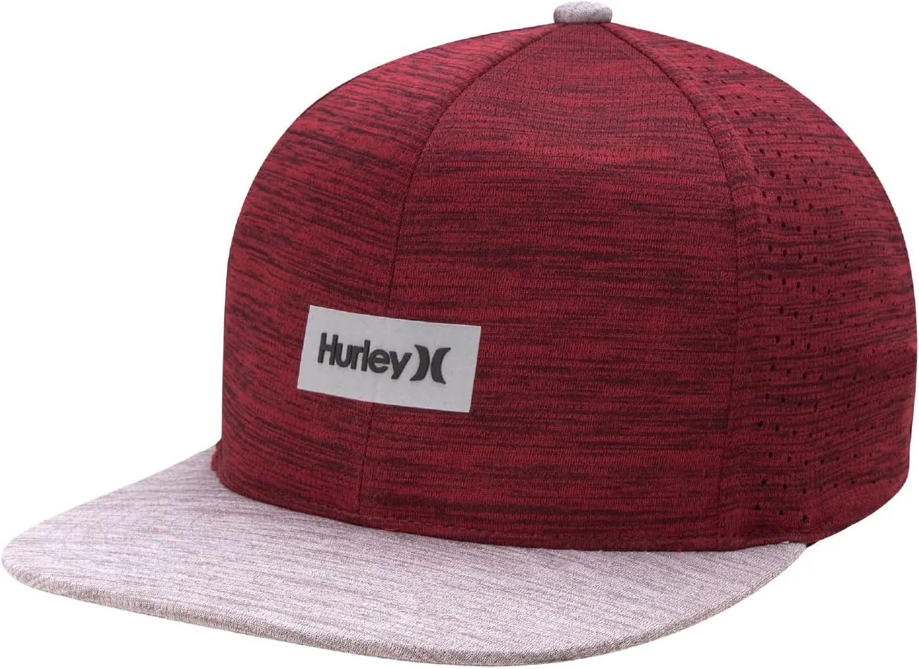 Hurley Men's Baseball Cap - Lightweight H20 Dri Dock Flat Brim Ball Caps for Men with Adjustable Snap Back Closure