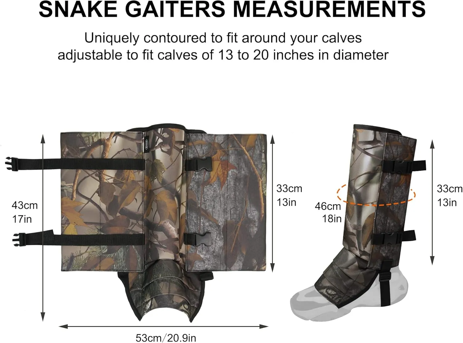 MDSTOP Snake Gaiters Leg Guards, Waterproof Snake Guards, Adjustable Snake Bite Protection for Lower Legs, Snake Chaps for Men & Women, Snake Proof Gaiters for Hunting,Outdoor and Farm Working