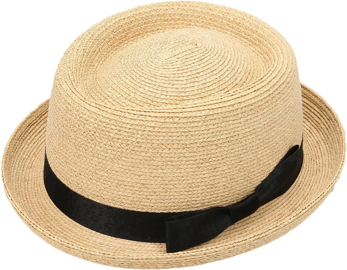 Men/Women Porkpie Hats Short Brim Summer Straw Pork Pie Trilby Fedora Hat