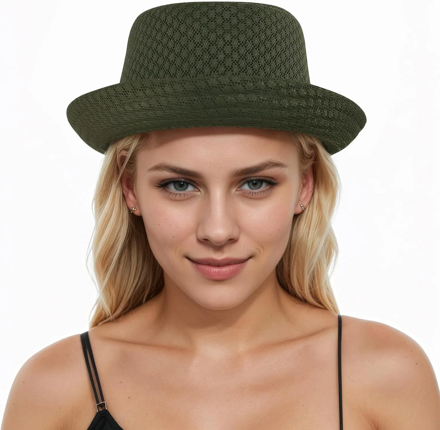 Mesh Fedora Hats for Men Women Summer Panama Jazz Hat Roll Brim Bucket Classic Foldable Trilby Cap