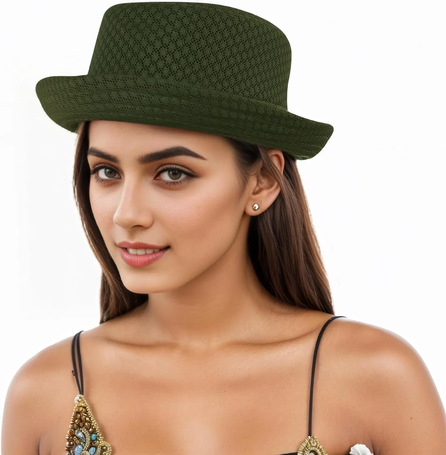 Mesh Fedora Hats for Men Women Summer Panama Jazz Hat Roll Brim Bucket Classic Foldable Trilby Cap