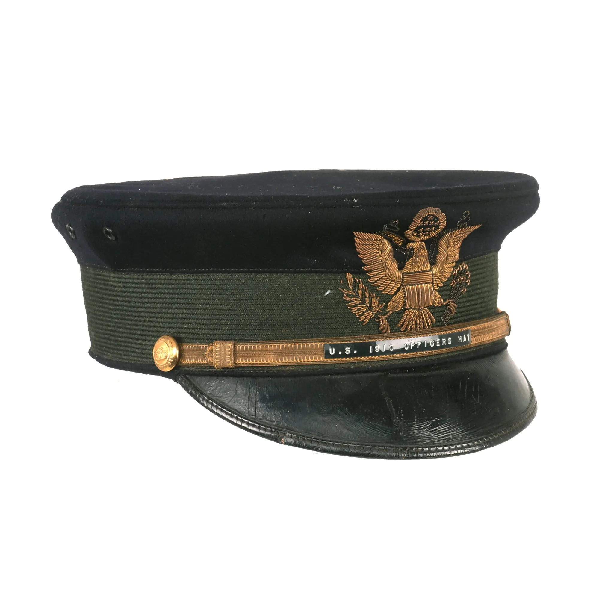 Original U.S. Philippine-American War Era US Army Officer’s M1902 Visor Cap With Minnesota State Buttons & Direct Embroidered Bullion Insignia