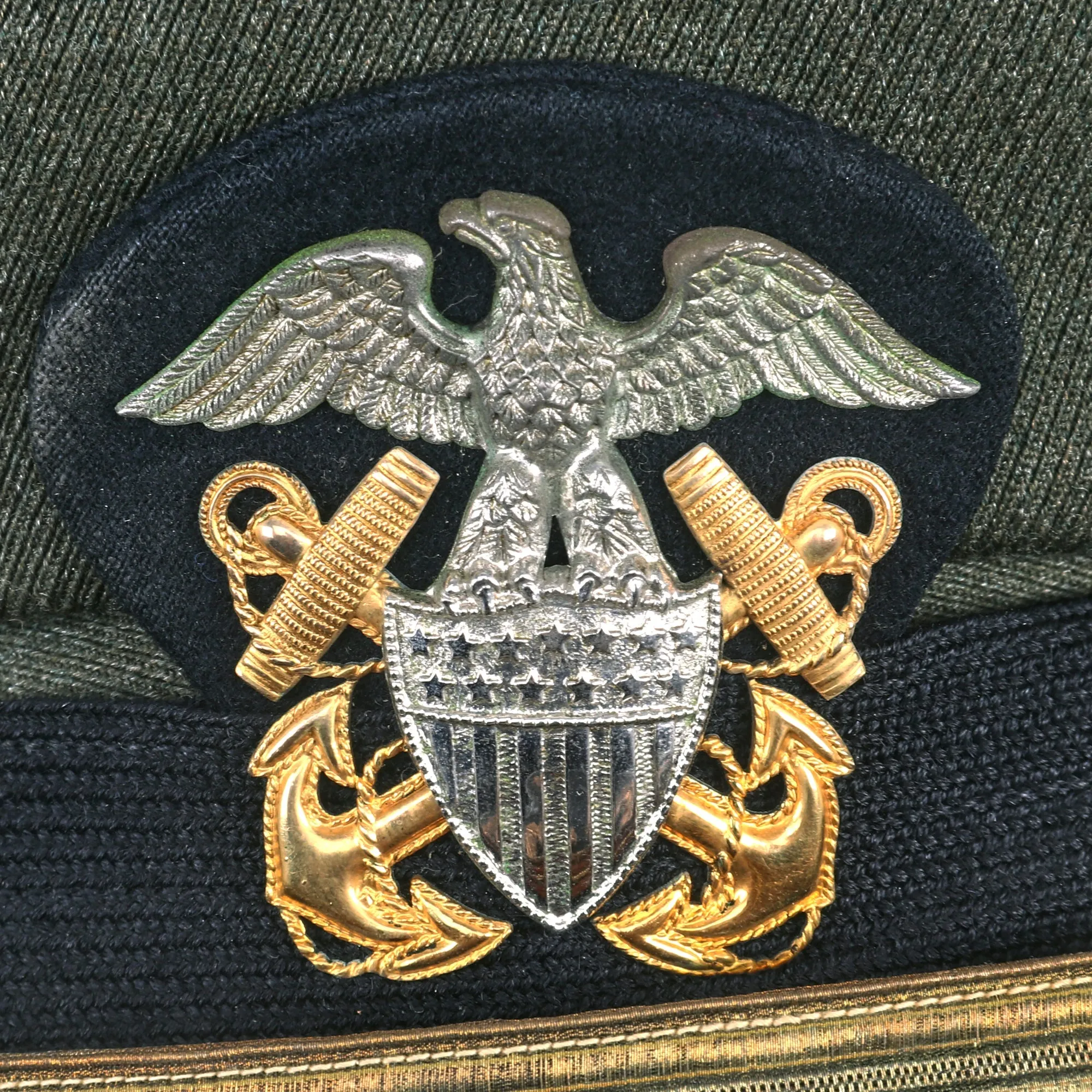 Original U.S. WWII Era US Navy “Combination Cap” Peaked Visor For WWII and Korean War Veteran - Commander Daniel R. Harris USN