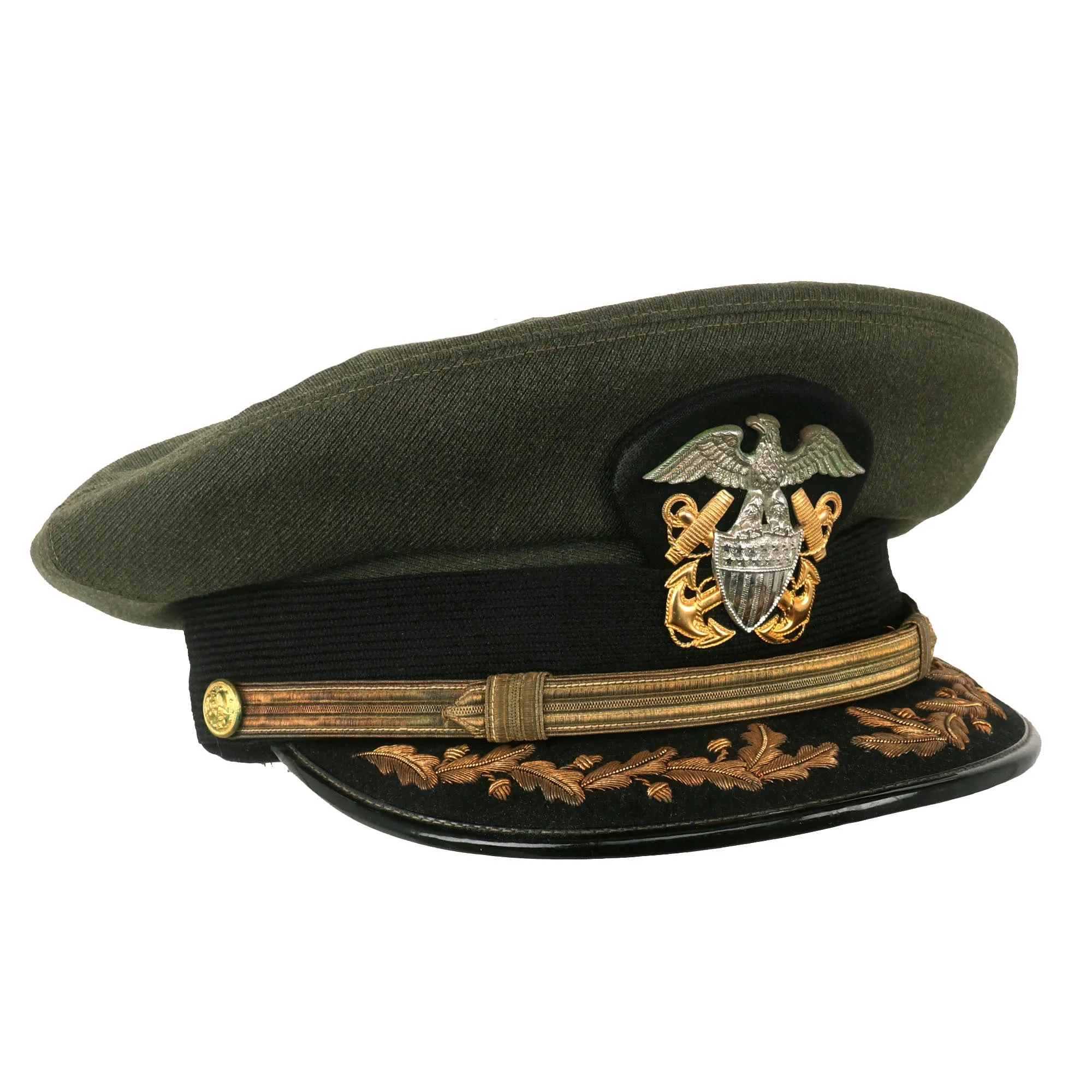 Original U.S. WWII Era US Navy “Combination Cap” Peaked Visor For WWII and Korean War Veteran - Commander Daniel R. Harris USN