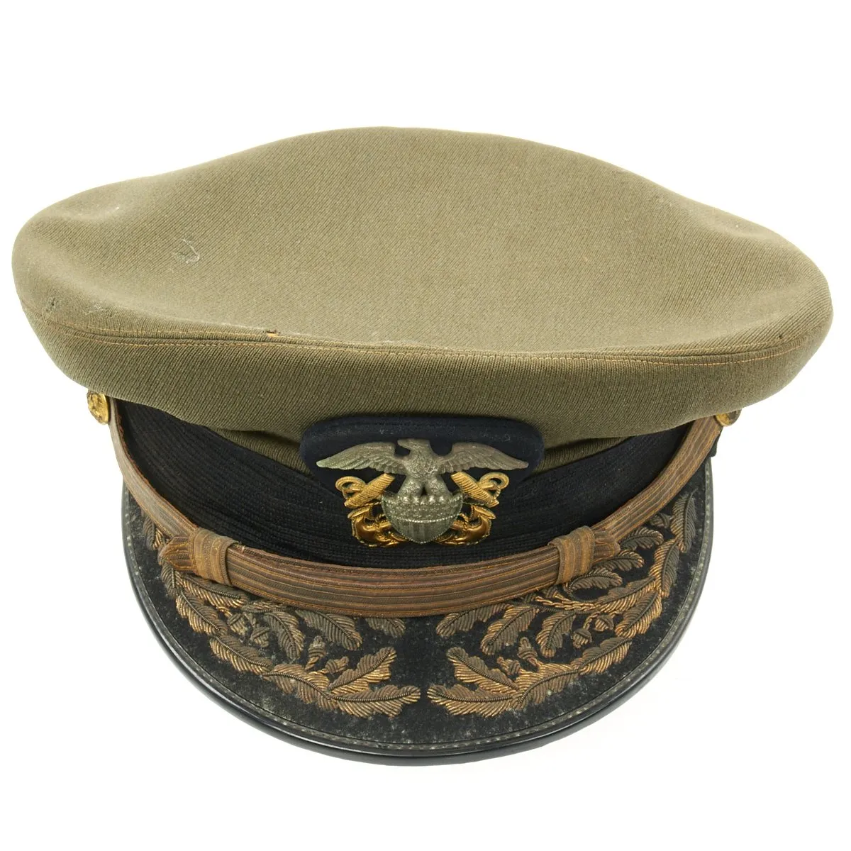 Original U.S. WWII Navy Admiral James Whitfield Peaked Visor Cap