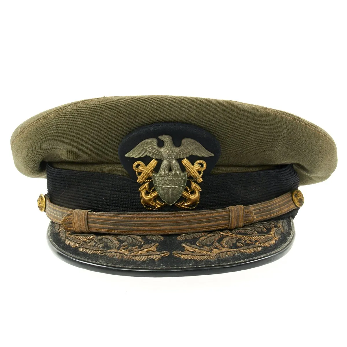 Original U.S. WWII Navy Admiral James Whitfield Peaked Visor Cap