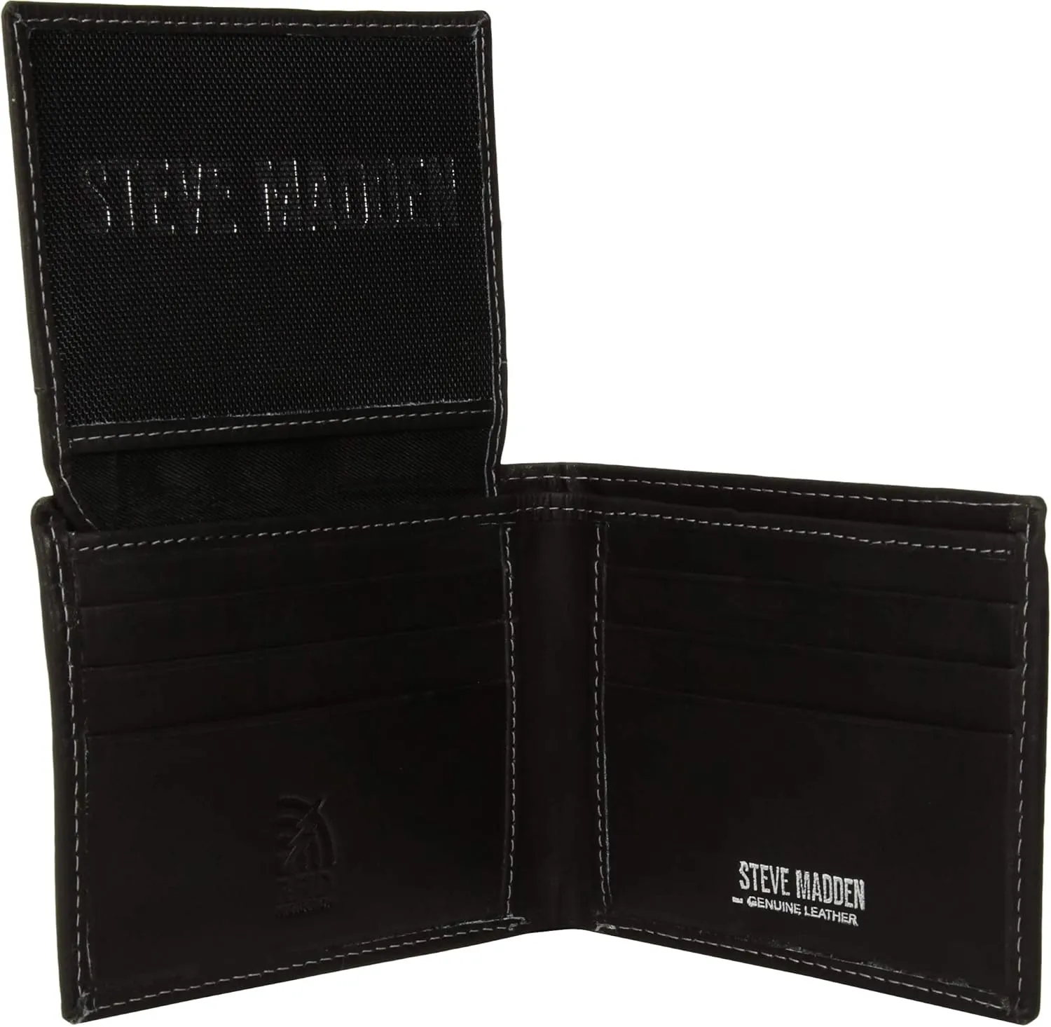 Steve Madden Men's Slim Leather Wallet with Extra Capacity Attached Flip Pockets