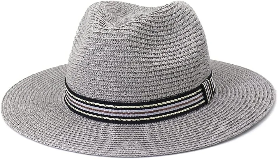 Summer Travel Beach Visor Hat Panama Sun Straw Hat Trilby Jazz Fedora Hat Fengyan Sun Hats(Beige)