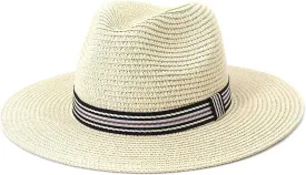 Summer Travel Beach Visor Hat Panama Sun Straw Hat Trilby Jazz Fedora Hat Fengyan Sun Hats(Beige)