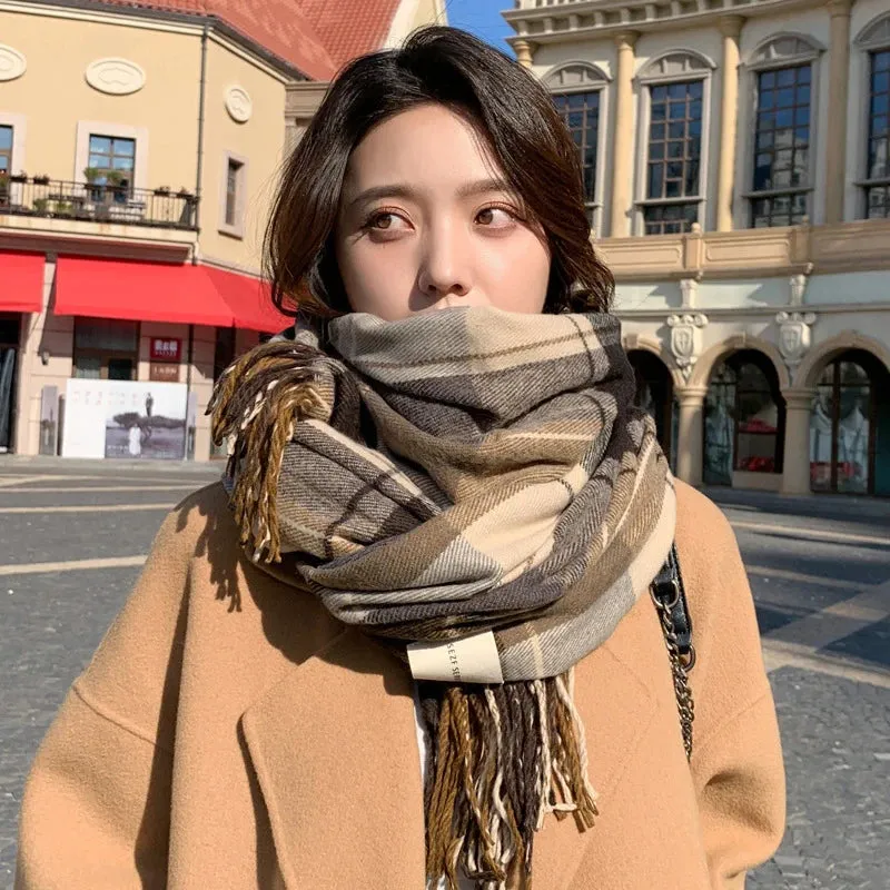 TAVIMART  -  Christmas Red Plaid Scarf Autumn Winter Warm Women's Scarfs Fashion Vintage Classic Tassels Long Shawl Ladies Scarf Accessories
