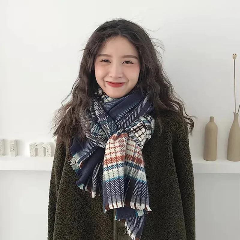 TAVIMART  -  Christmas Red Plaid Scarf Autumn Winter Warm Women's Scarfs Fashion Vintage Classic Tassels Long Shawl Ladies Scarf Accessories
