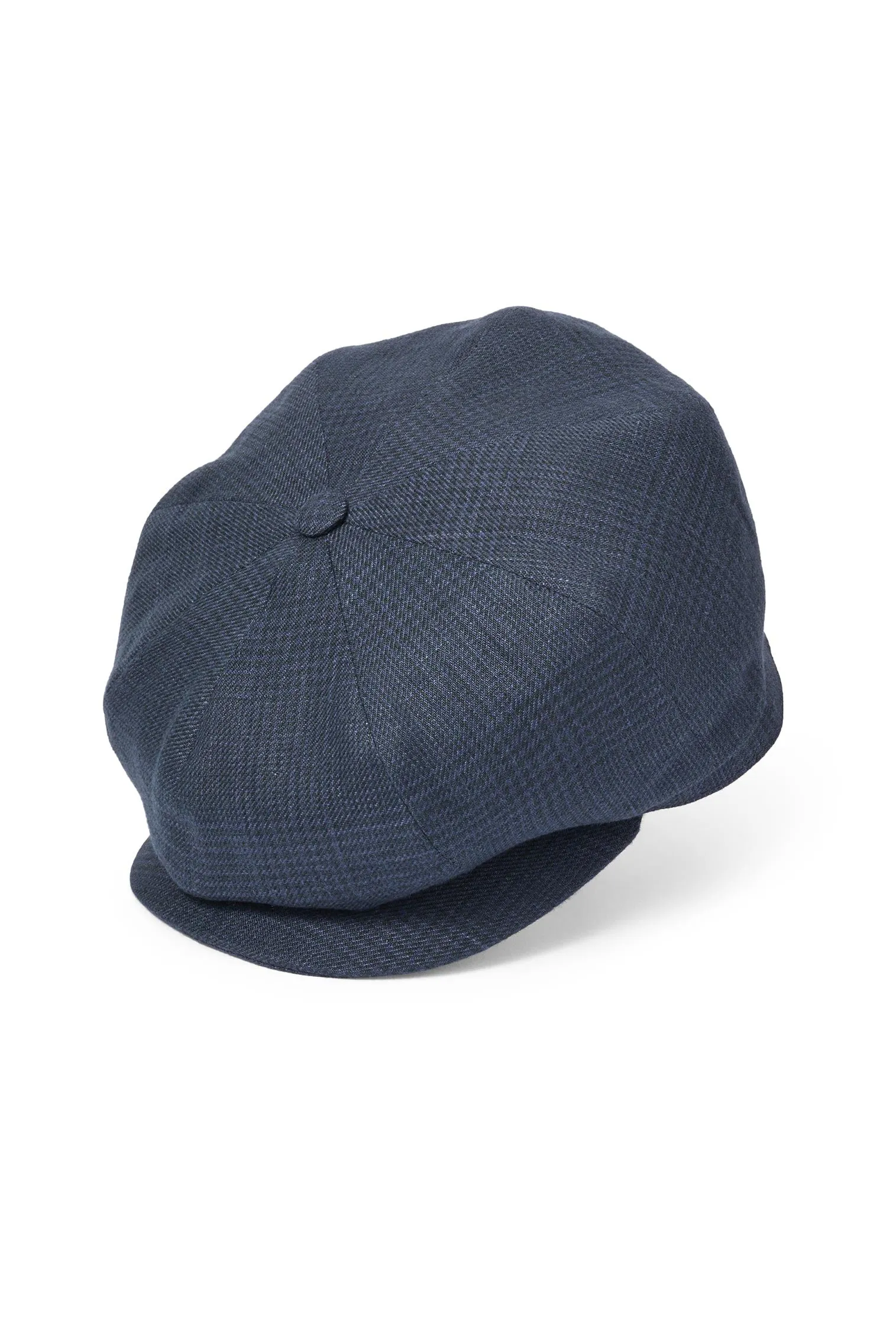 Tremelo Linen Navy Check Bakerboy Cap