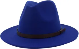 Unisex Fedora Wide Brim Hat Retro Strap Classic Faux Cowboy Sun Party Plain Hats Pinch Front Solid Glant Floppy Punama Hat