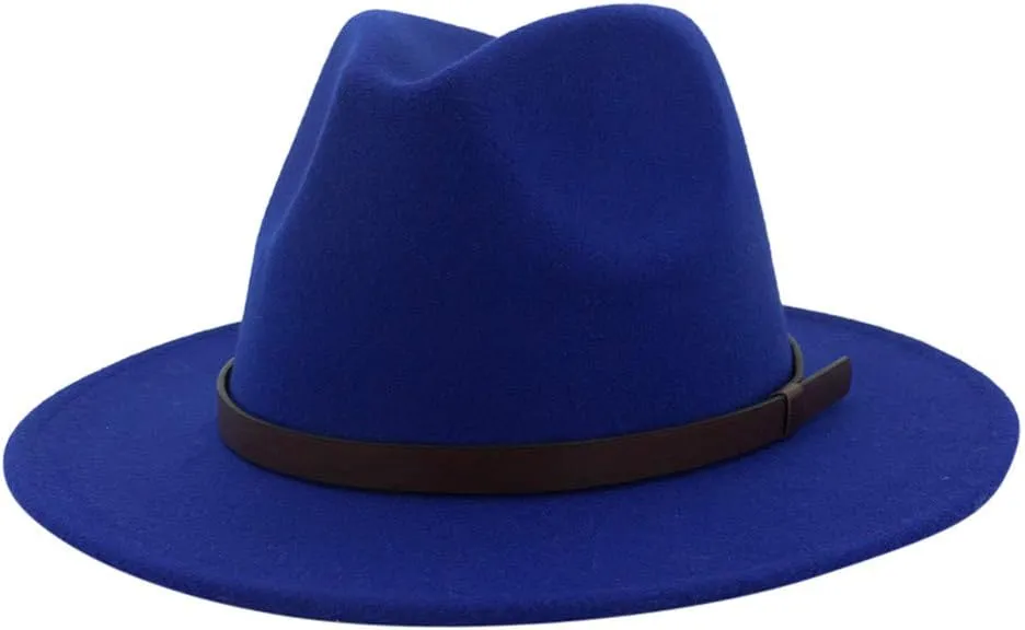 Unisex Fedora Wide Brim Hat Retro Strap Classic Faux Cowboy Sun Party Plain Hats Pinch Front Solid Glant Floppy Punama Hat